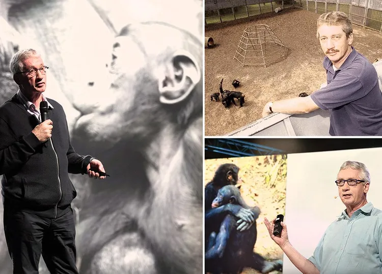 'n Collage van Frans de Waal se vrugbare werkslewe. © EMORY UNIVERSITEIT