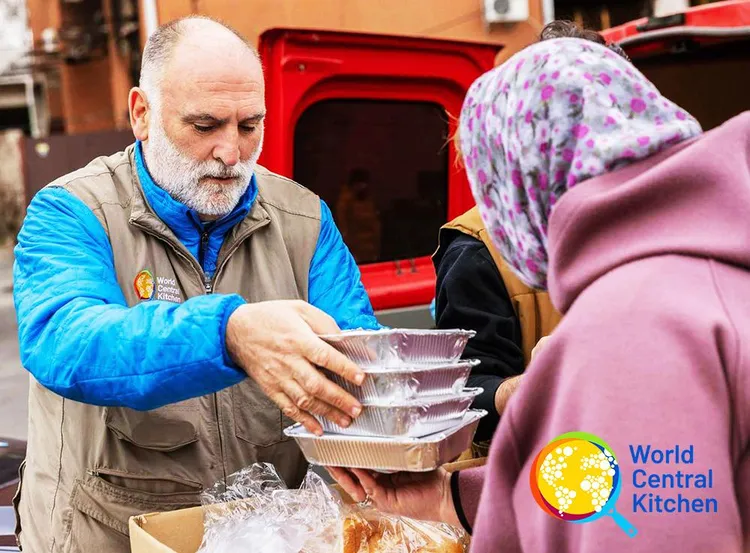 World Central Kitchen founder José Andrés distributing meals.