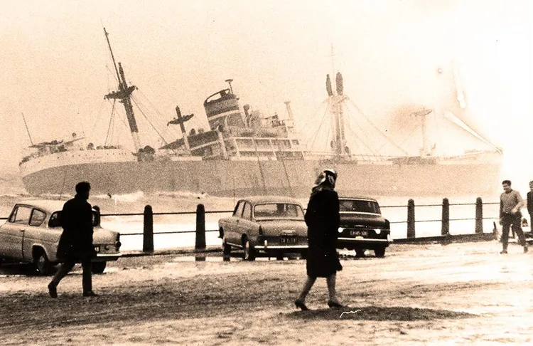The SA Seafarer was stranded just in front of the lighthouse on July 1, 1966 and later broke in two.