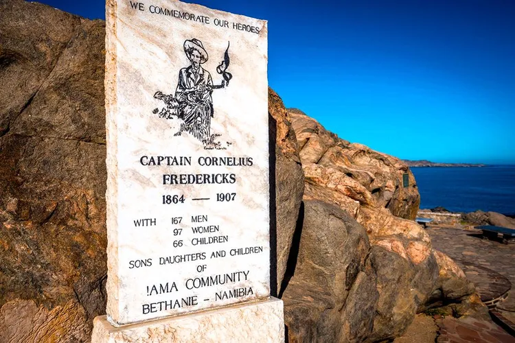 Memorial erected by the Bethanie !ama community to remember relatives and extended family killed during the 1904–1908 colonial genocide.