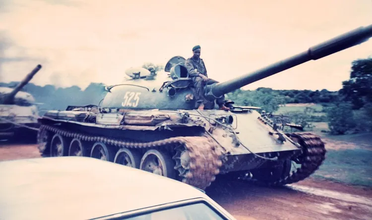 Fapla tanks in the south of Angola, photographed during Tolla Lombard and Stefan Claasen's scouting visit with Adalberto and Manuela Lopes.