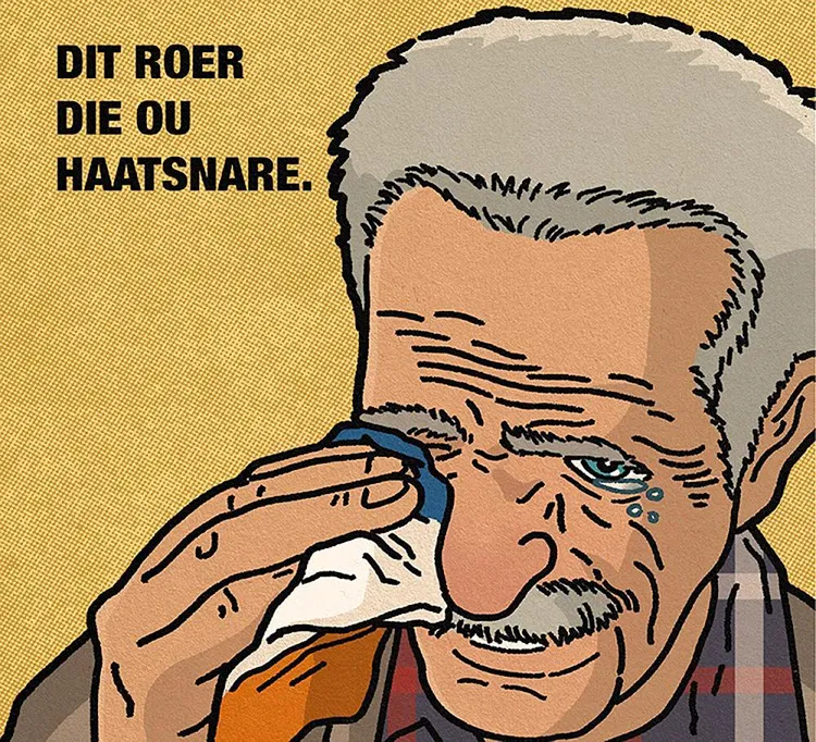 This oom wiping away his apartheid tears with the oranje blanje blou lappie ... priceless. As was Nathan Trantraal's contribution to Vrye Weekblad.