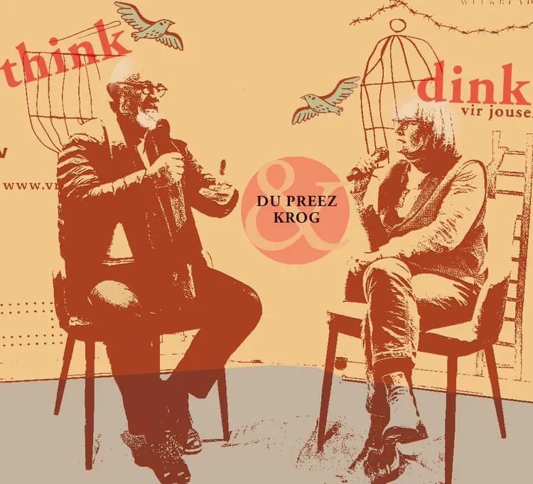 Max en Antjie in gesprek by die VWB-boekefees in Clarens.